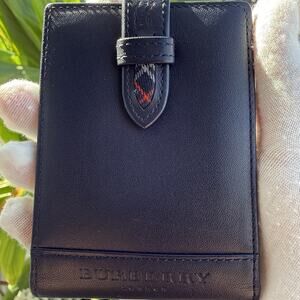 BURBERRY Check Leather Bifold Card Coin Case Authentic